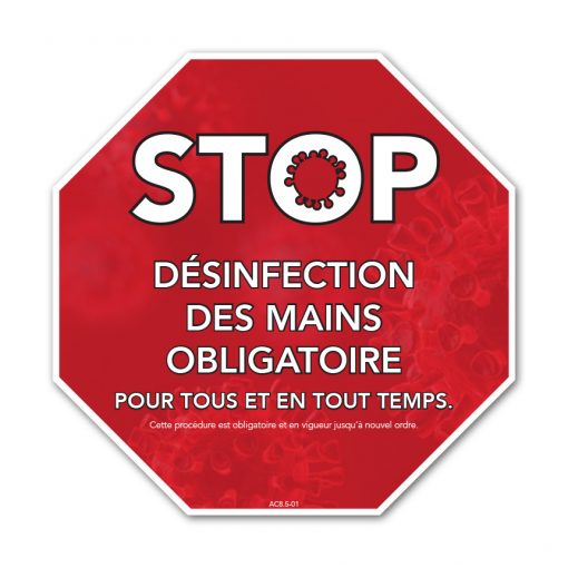 Counter poster / Octogonal / Hand disinfection / French / Red